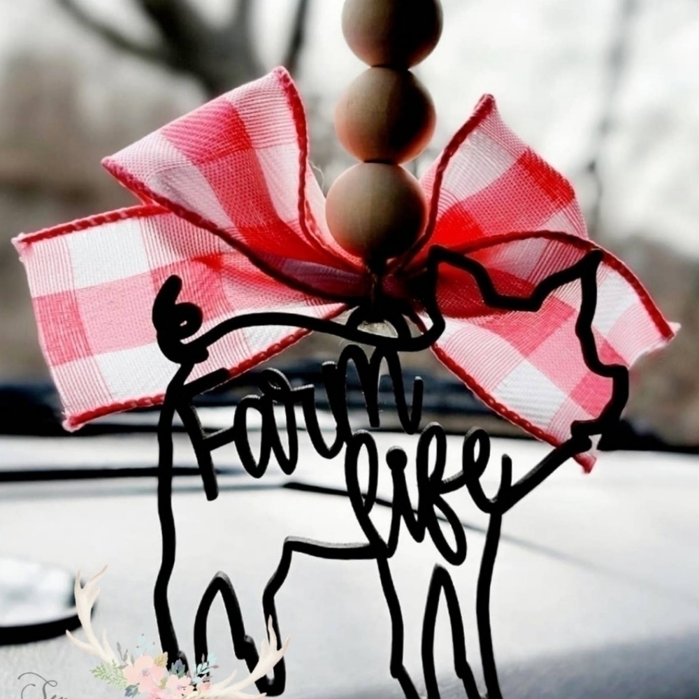Mirror Car Charm, Pig Car Charm, Farm Life, Car Accessory